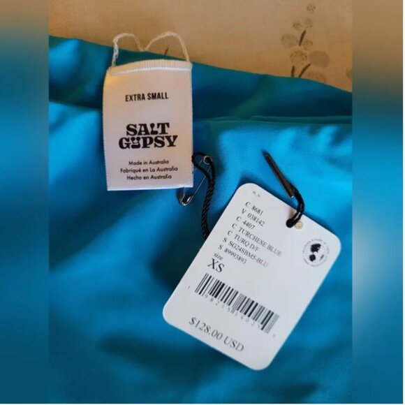 Free People NWT Salt Gypsy turchese blue swim swimsuit bikini bottom size XS - Picture 3 of 4